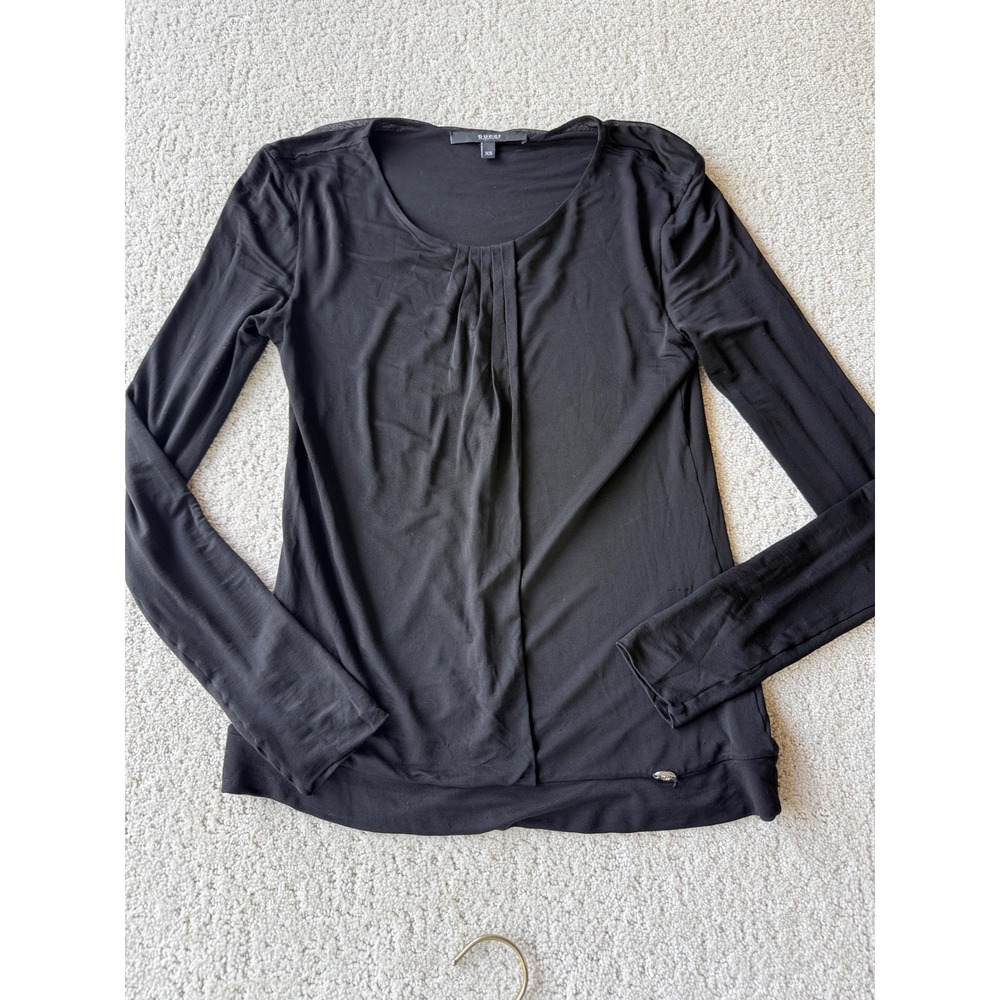 Gucci Pleated Front Top Women XS Black Long Sleeve Viscose 184193 X6073 - Picture 6 of 16